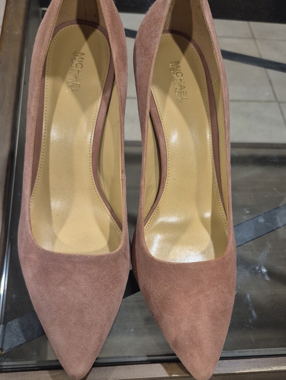 Michael Kors Suede Pointed-Toe Pumps — Rosewood
